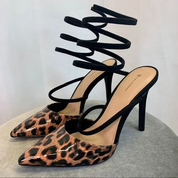 Call It Spring patent leopard animal print high heels size 10 - Picture 3 of 10